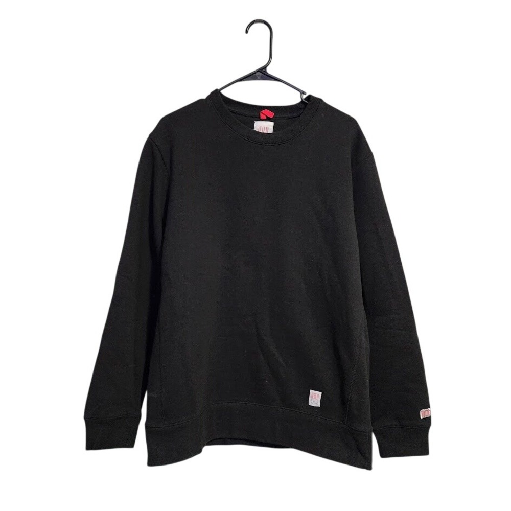 Topo Designs Classic Crew Sweatshirt Black Heavyweight Cotton Pullover Men's L